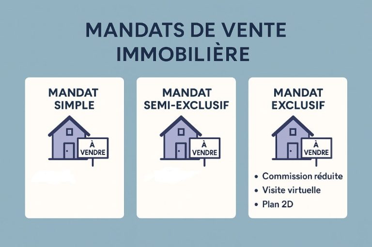 image qui reprend les 3 mandats de vente immobilière existants sur le marché